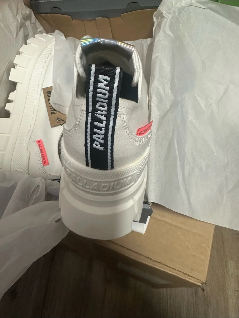 Palladium  White Sneaker with Holographic Tongue
